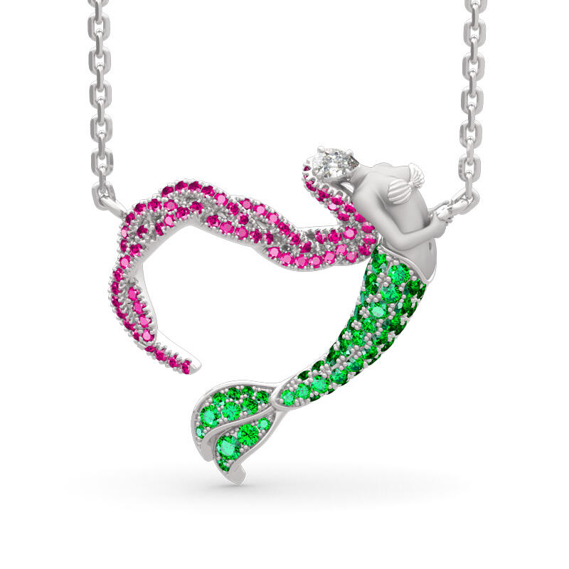 Jeulia "Ocean's Light" Sterling Silver Mermaid Gift Necklace for Valentine's Day