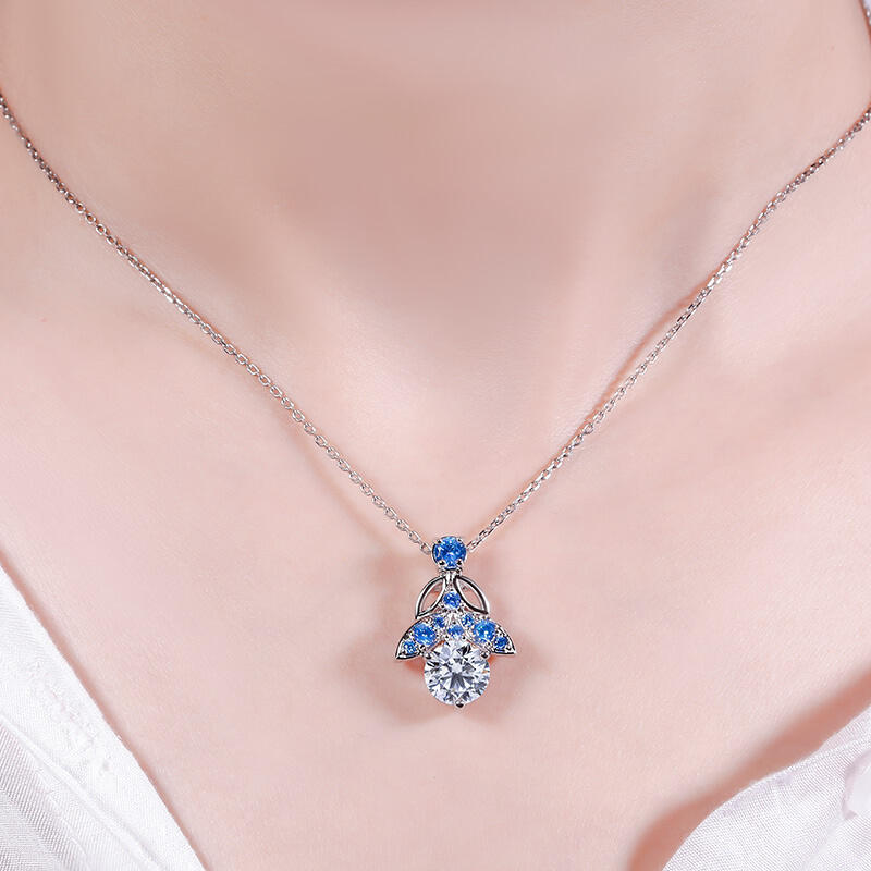 Jeulia Butterfly Round Cut Sterling Silver Necklace