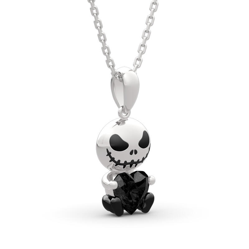 Jeulia Hug Me "Love Confession" Skull Heart Cut Sterling Silver Necklace