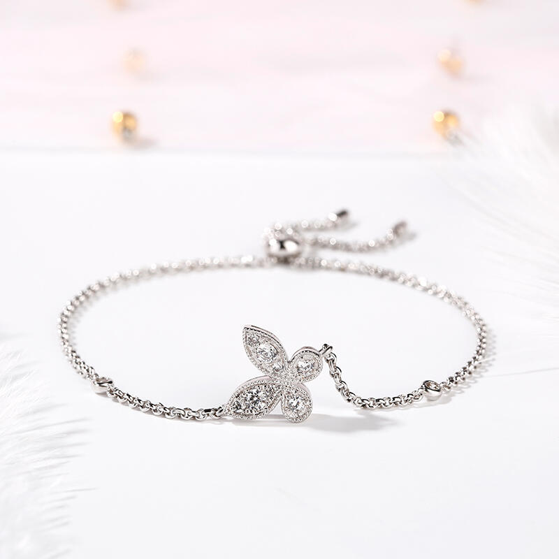 Jeulia Butterfly Round Cut Sterling Silver Bracelet