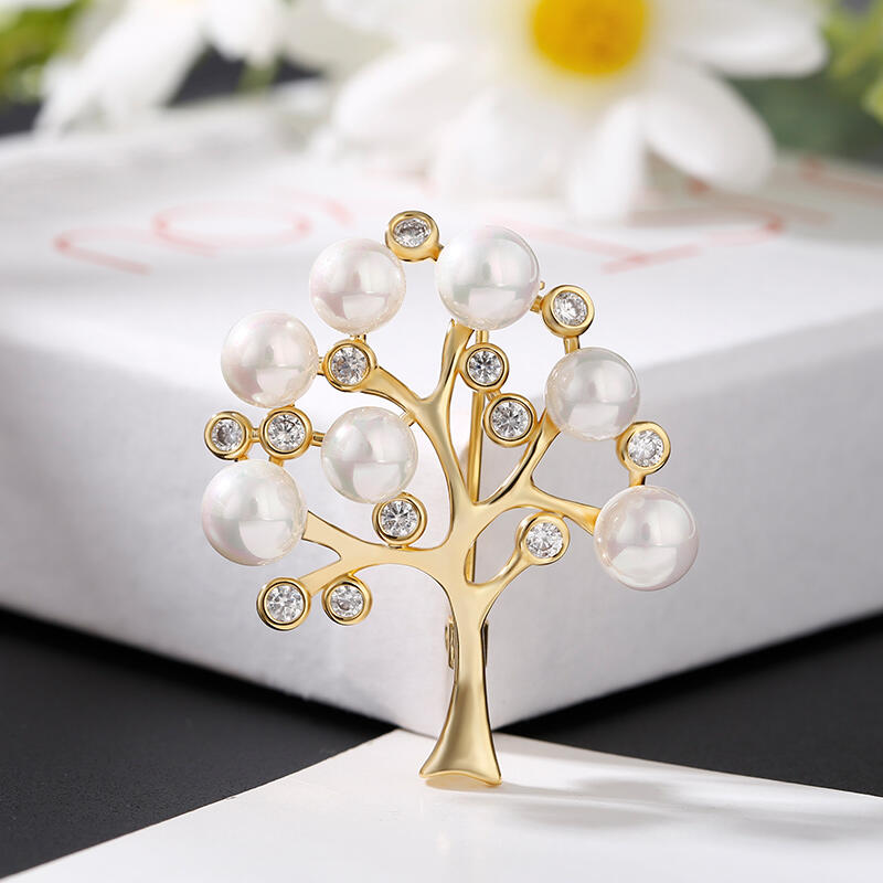 Jeulia Broche de pérolas cultivadas em prata de lei