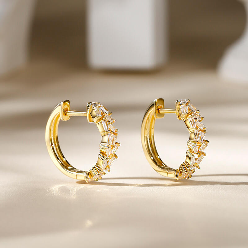 Jeulia Pendientes 10K/14K/18K oro de mujer con corte baguette cónico de oro