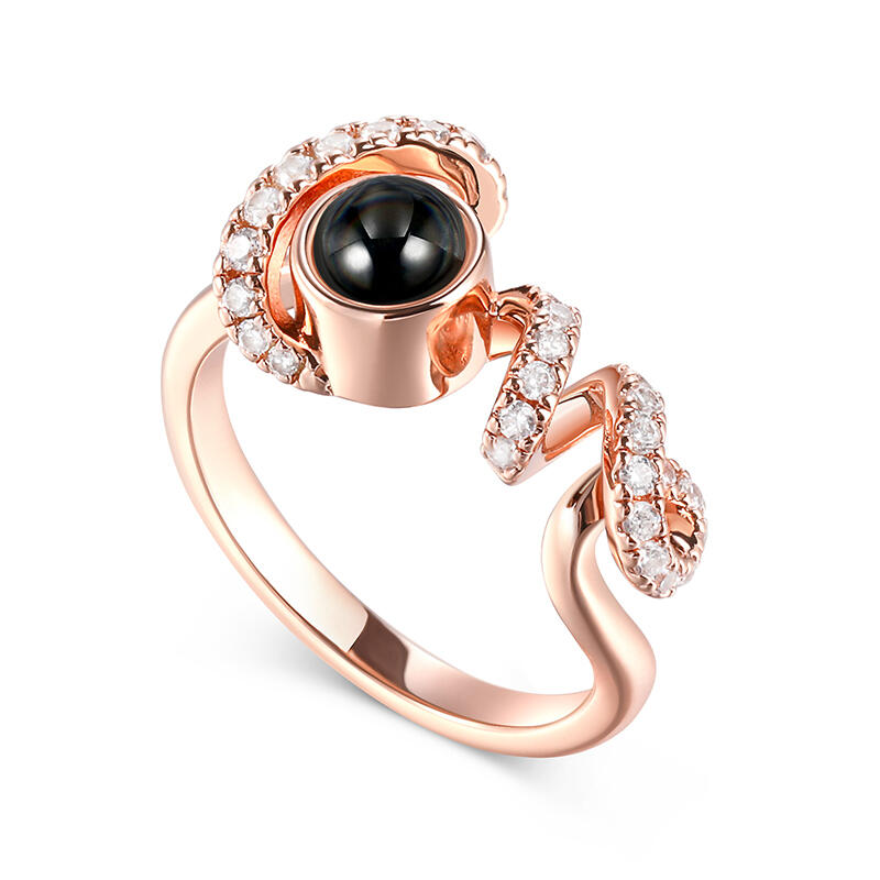 Jeulia "You Complete Me" Personalized Photo Projection Sterling Silver Ring