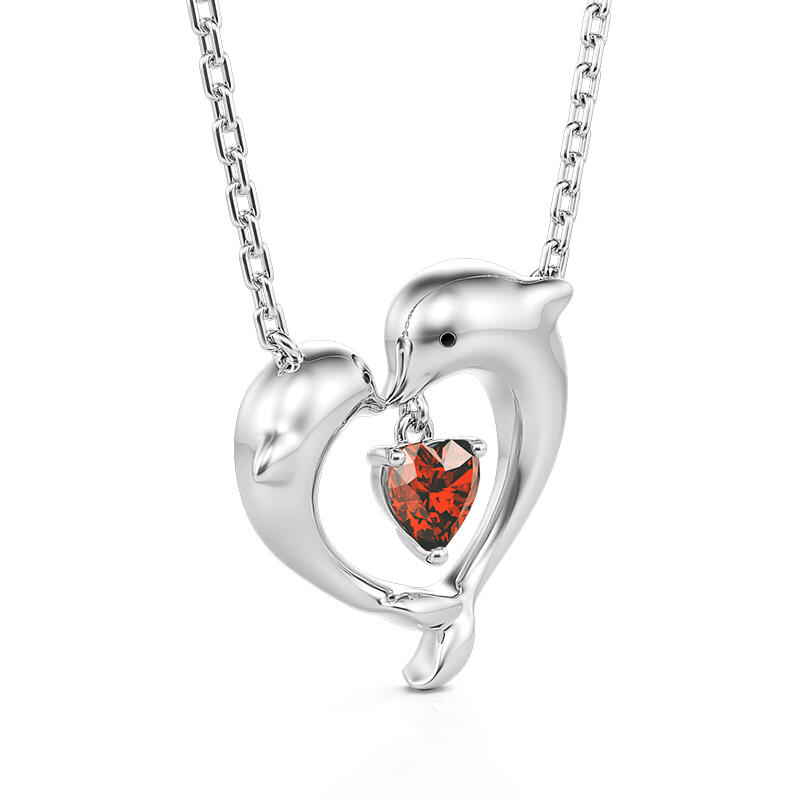 Jeulia Collar de Plata de Ley con Delfín en Forma de Corazón
