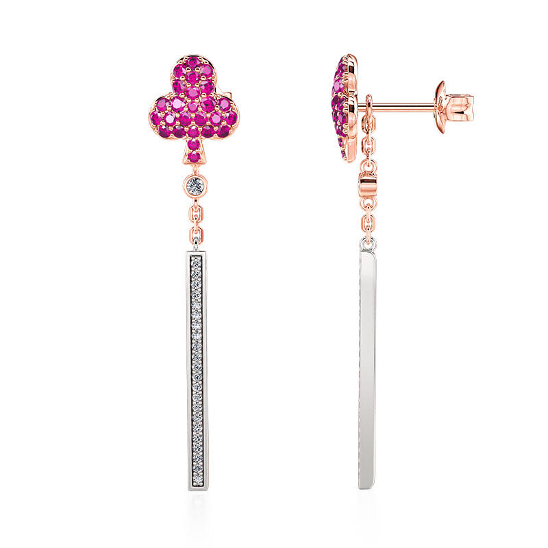 Jeulia "Charm Poker" Club Design Sterling Silver Drop Earrings
