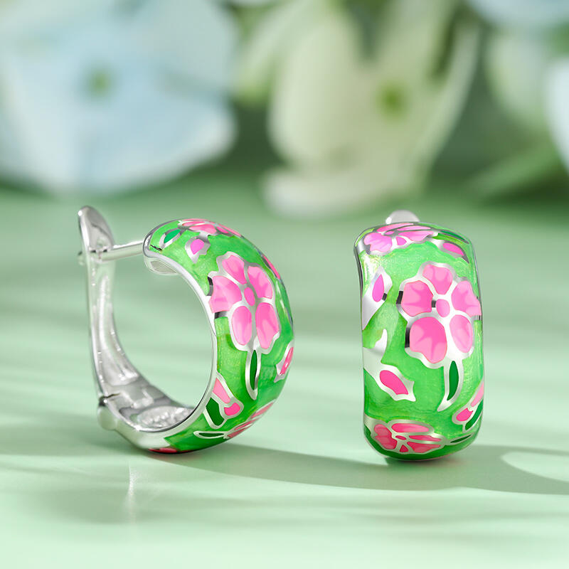 Jeulia "Wonderful Days" Enamel Sterling Silver Earrings