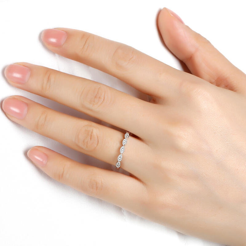 Jeulia Anillo 10K/14K/18K Oro Milgrain Vintage En Oro