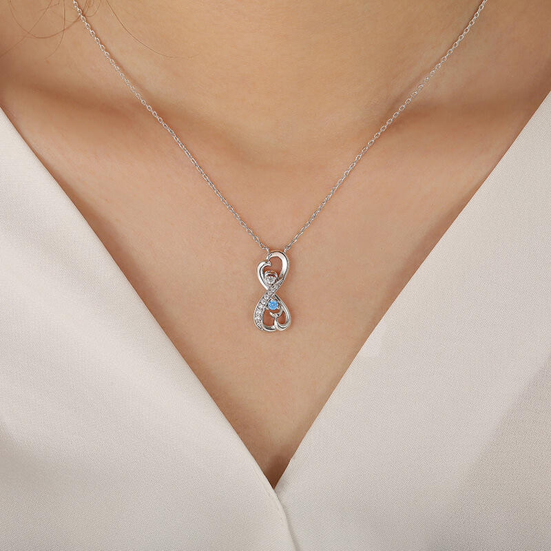 Jeulia Infinity Scroll Pattern Custom Birthstone Necklace