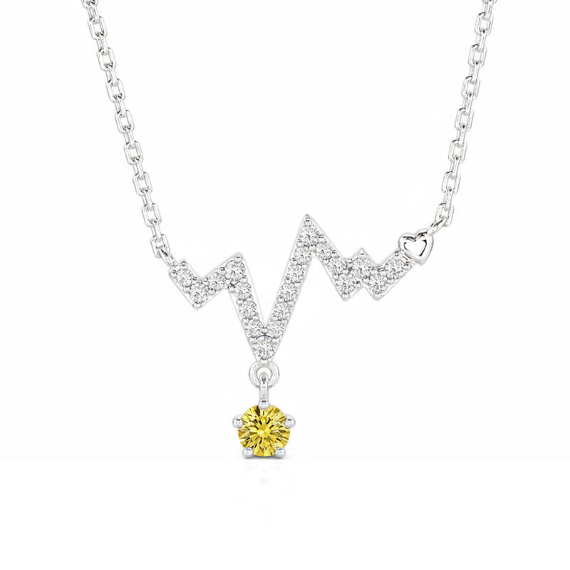 Jeulia Custom Simple Heartbeat Necklace with Birthstone