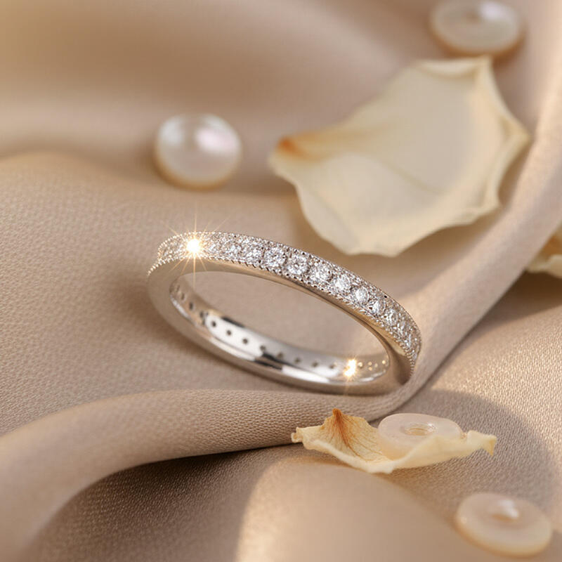 Moissanite 10K/14K/18K Guld Platina Milgrain Eternity Gold Band