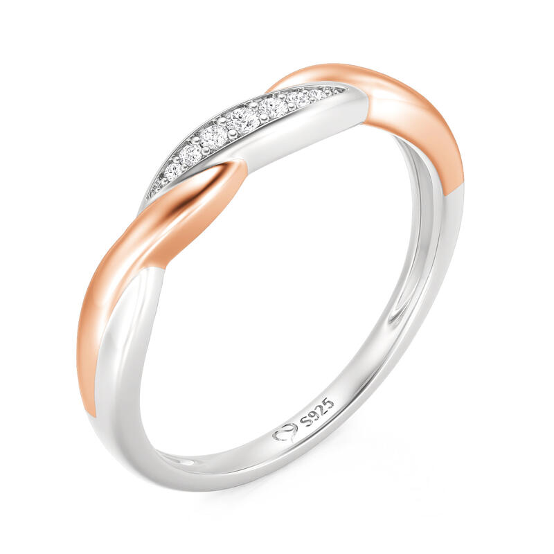 Jeulia Amore Two Tone Twist Ring for Women Sterling Silver