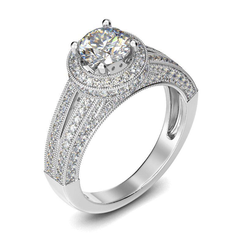 Jeulia Halo Rotondo Taglio Anello In Argento Sterling