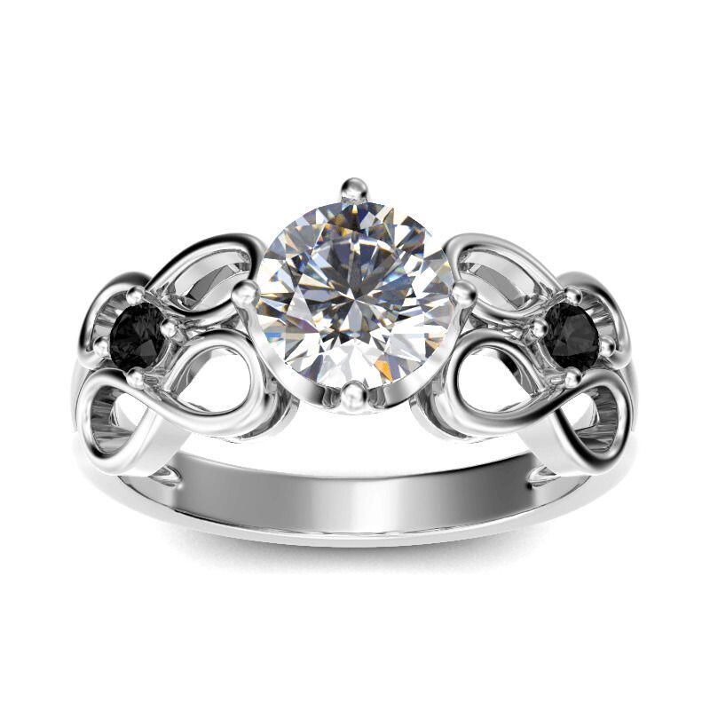 Jeulia Anel infinito corte redondo em prata esterlina