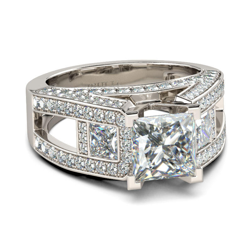 Jeulia Cathedral Princess Cut Sterling Silver Women's Ring