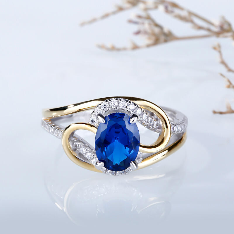 Jeulia Bague Bicolore en Argent Sterling Coupe Ovale