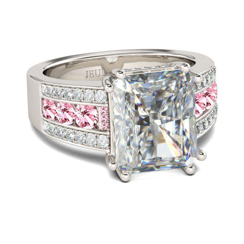 Jeulia Big Center Stone Radiant Cut Sterling Silver Ring