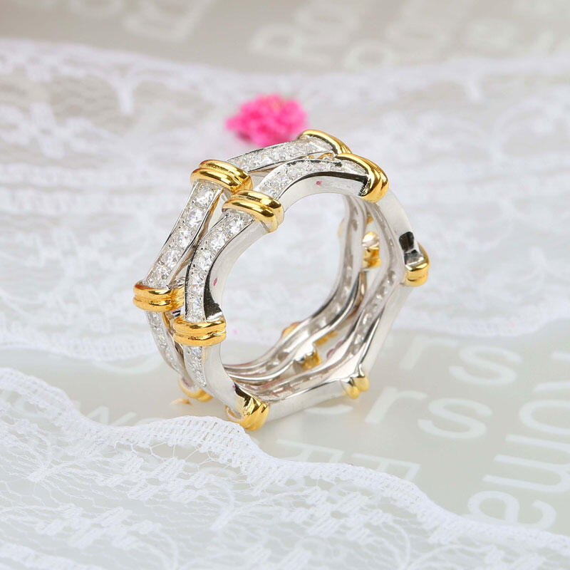 Jeulia Knot Round Cut Sterling Silver Women's Band