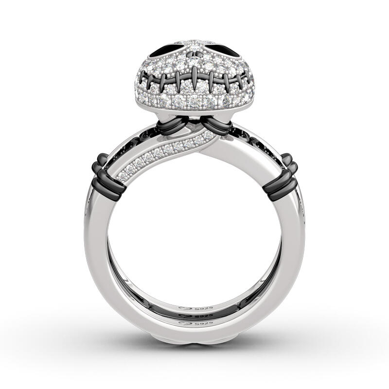 Jeulia Conjunto de anillos de calavera para boda intercambiables de plata esterlina con nudo