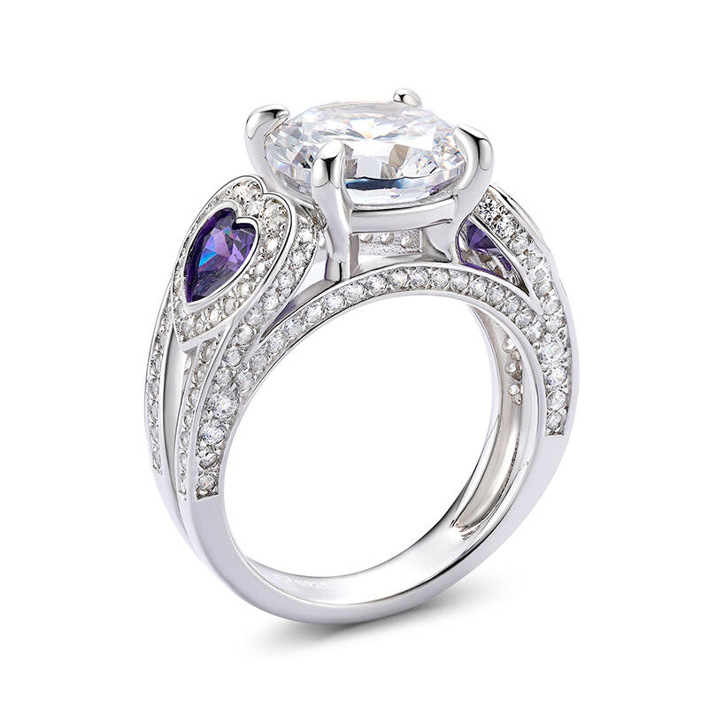 Jeulia Three Stone Round Cut Sterling Silver Ring