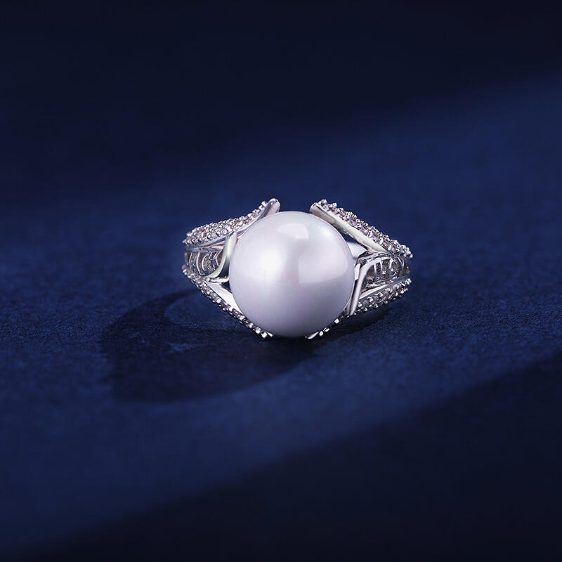 Jeulia Pearl Personalized Sterling Silver Ring