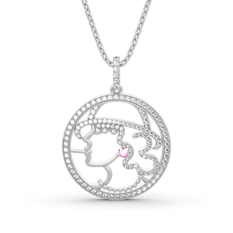 Jeulia "Once Upon A Time" Young Lady Design Sterling Silver Necklace