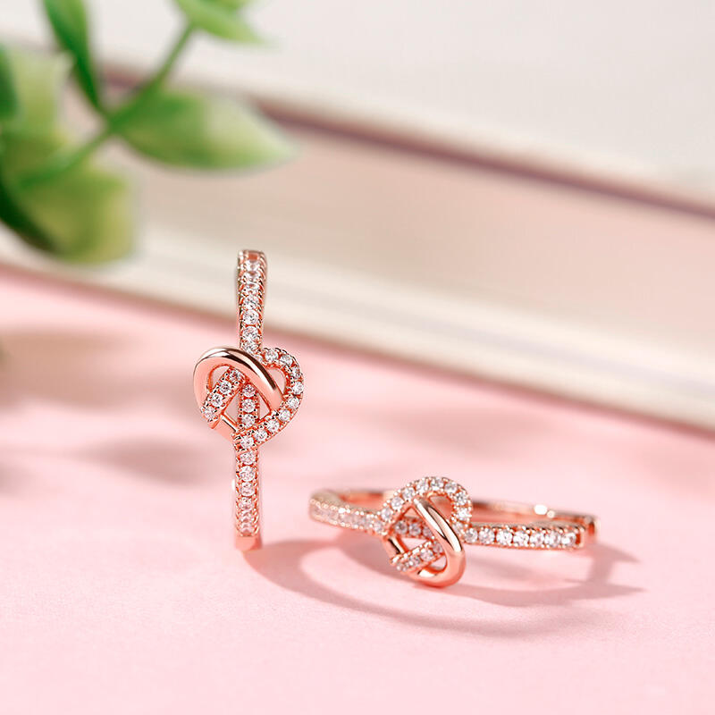 Jeulia "Infinity Heart" Twist Design Round Cut Sterling Silver Earrings