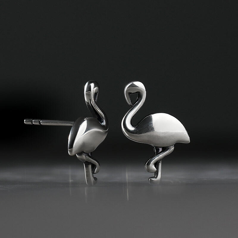 Jeulia "Tropical Flamingo" Sterling Silver Earrings