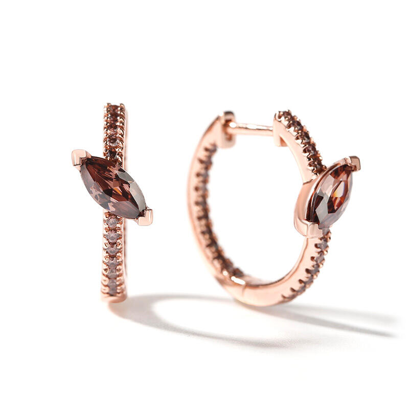 Jeulia Simple Marquise Cut Sterling Silver Hoop Earrings