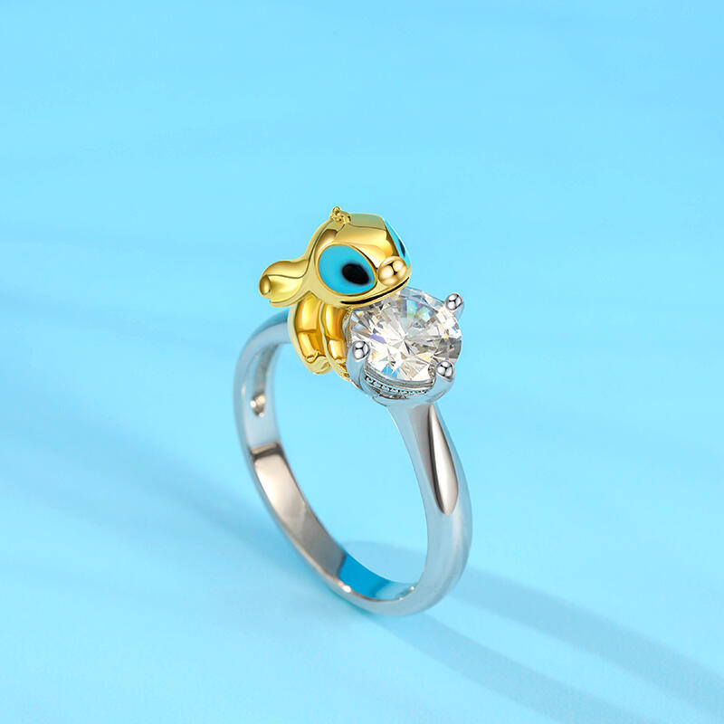Hug me Anillo de plata de ley corte redondo en forma de pequeño monstruo
