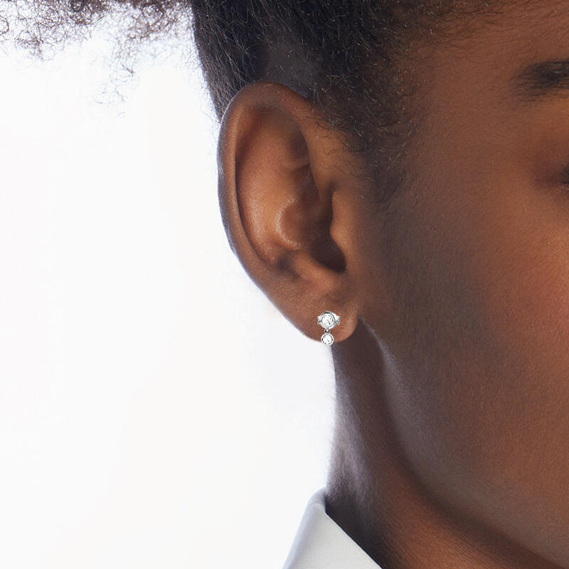 "Promise" Round Cut Station Drop Earrings