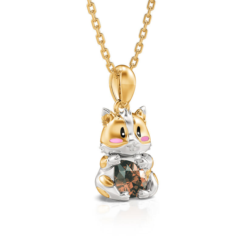 Jeulia Hug Me "Naughty Hamster" Pear Cut Sterling Silver Necklace