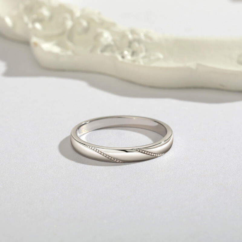 Jeulia シンプルなメンズ結婚指輪 ミルグレイン スターリングシルバー