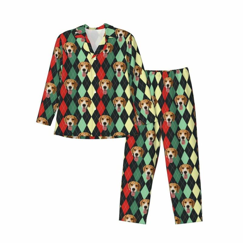 Gepersonaliseerde pyjama aangepast huisdier hoofd foto Argyle Patroon klassiek ontwerp prachtig cadeau voor familie