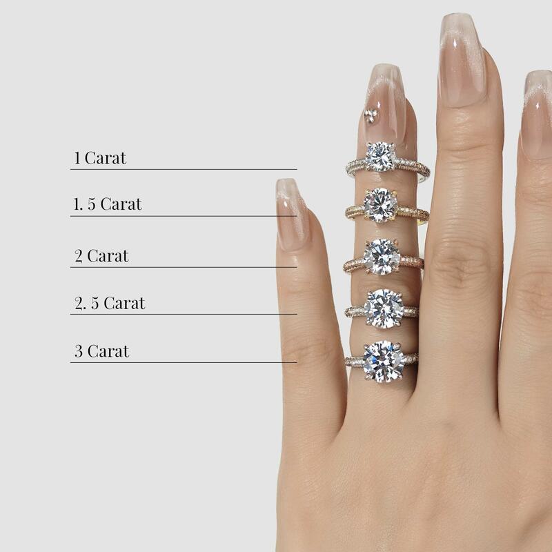 "Meine Schöne" 3ct Rund-Schliff Seitenstein-Verlobungsring