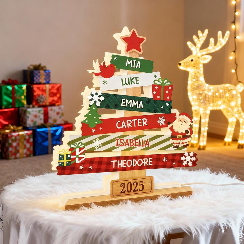 Personalisiertes Nachtlicht mit Namen Weihnachtsbaum Kreatives Geschenk für die Familie