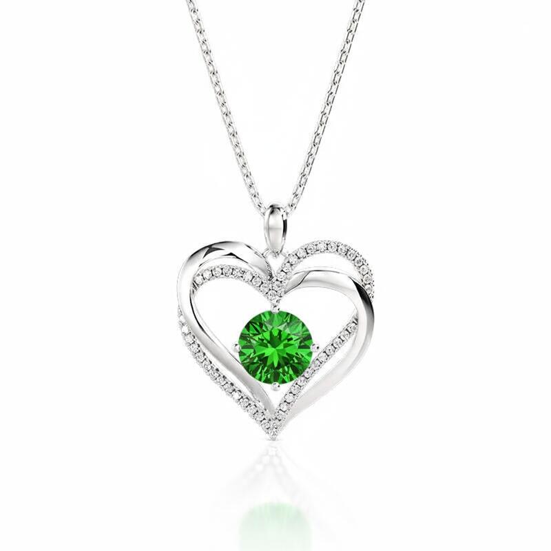 Jeulia "Eternal Love" Double Heart Custom Necklace With Birthstone