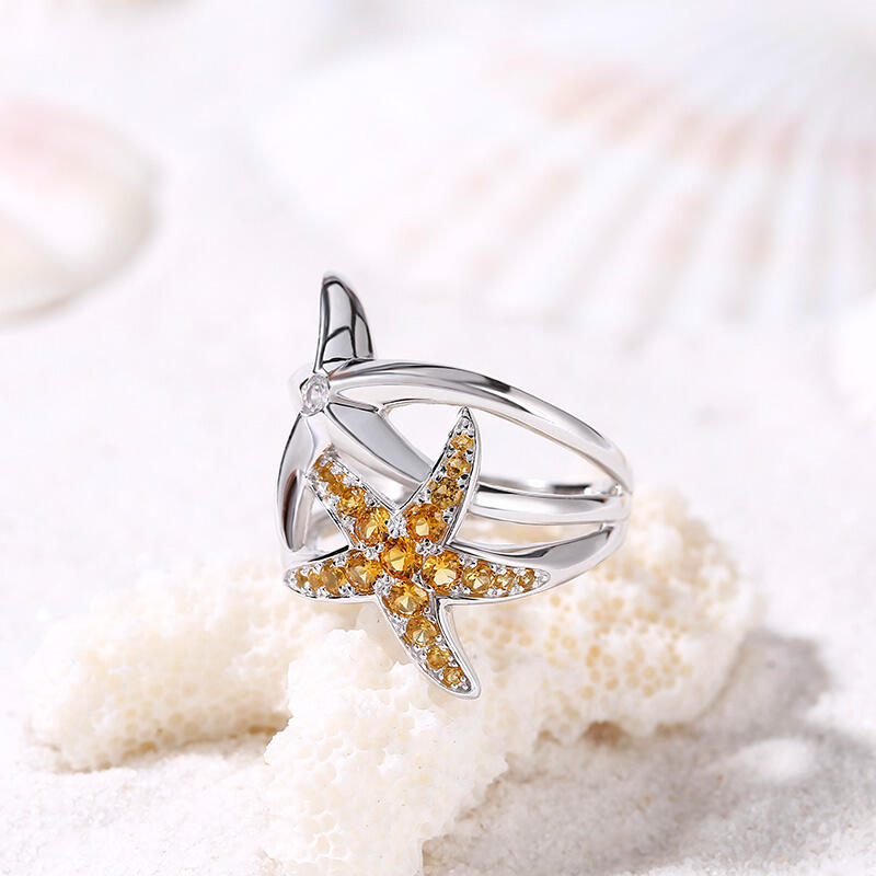 Jeulia Starfish Sterling Silver Ring