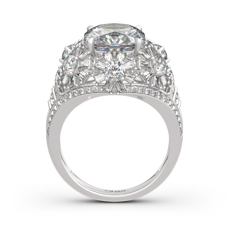 Jeulia Anillo de Plata Esterlina con Corte de Cojín Floral