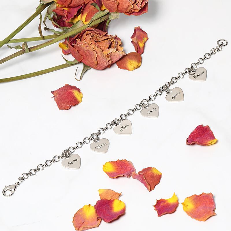 ハート チャーム 刻印 ブレスレット