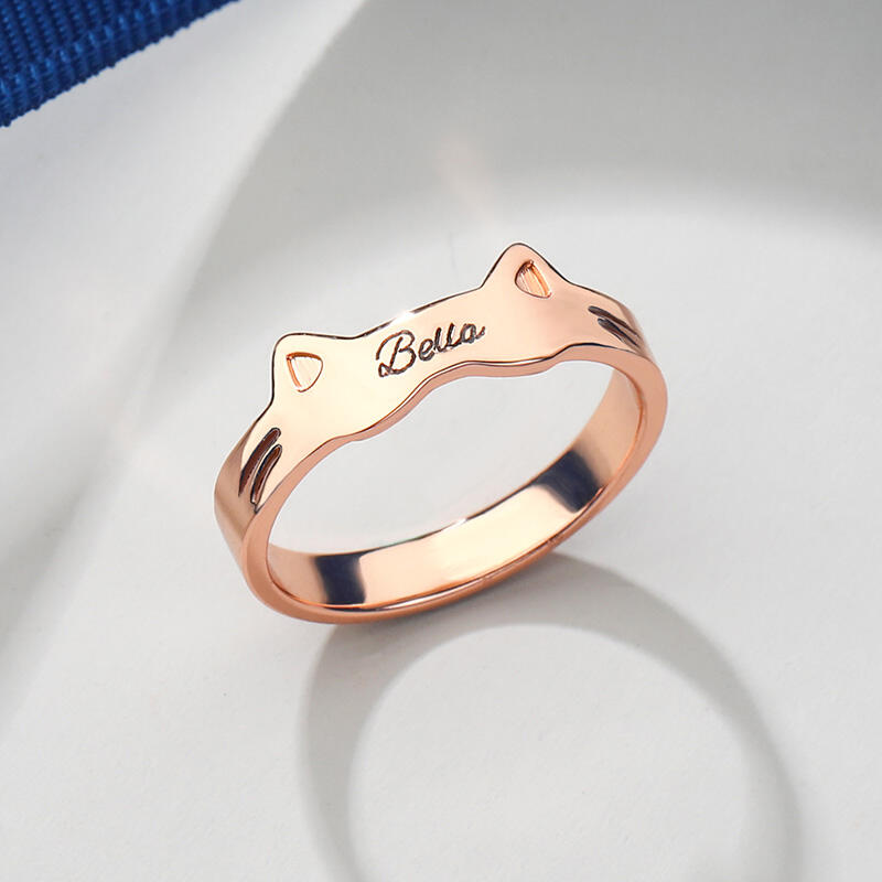 "Amour de Chat" Bague Prénom Chat Personnalisée