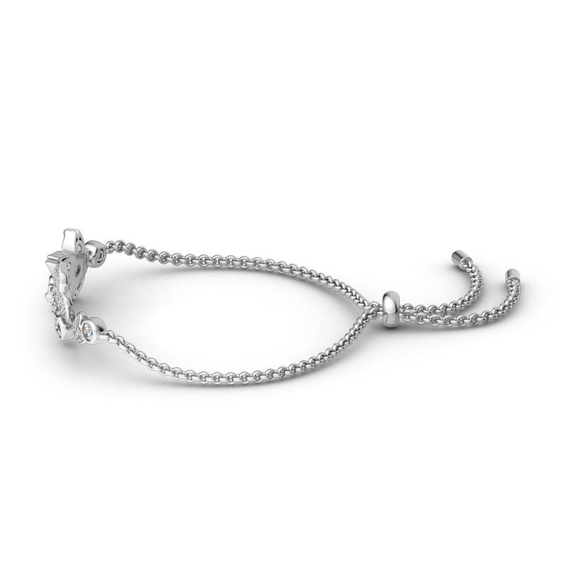 Jeulia Flower and Butterfly Sterling Silver Bolo Bracelet