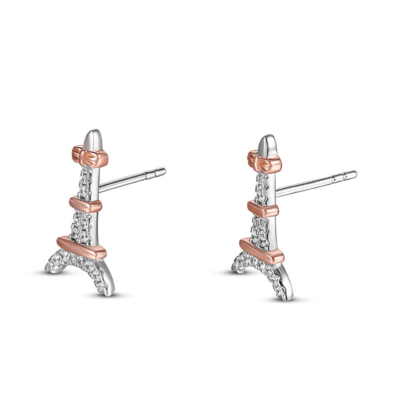 Jeulia "Romantic Paris" Eiffel Tower Sterling Silver Children's Earrings
