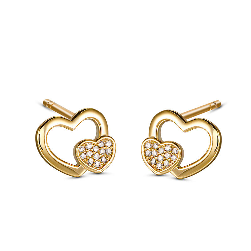 Jeulia "Better Together" Heart-shaped Sterling Silver Children's Earrings