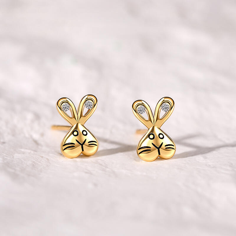 Jeulia "Adorable Bunny" Sterling Silver Children's Earrings