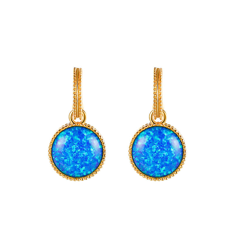 Jeulia "Dreamlike Feel" Blue Opal Sterling Silver Drop Earrings