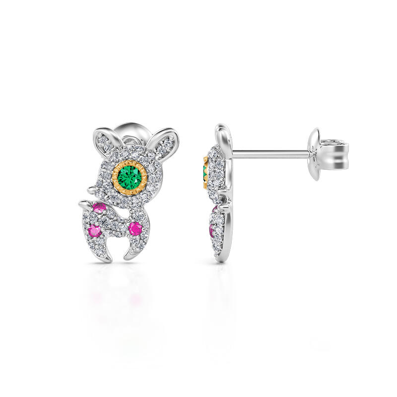 Jeulia "Christmas Reindeer" Sterling Silver Stud Earrings