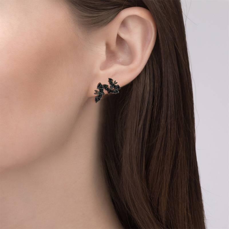 Jeulia "Witches' Familiars" Bat Sterling Silver Earrings
