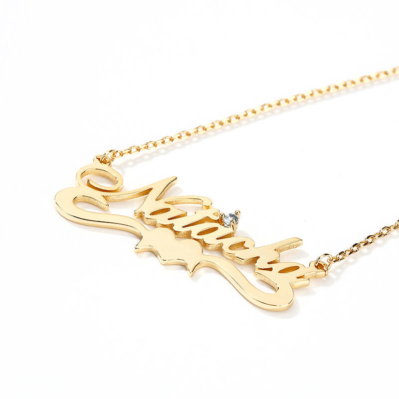 Jeulia "Together Forever" Personalized Sterling Silver Name Necklace with Birthstone