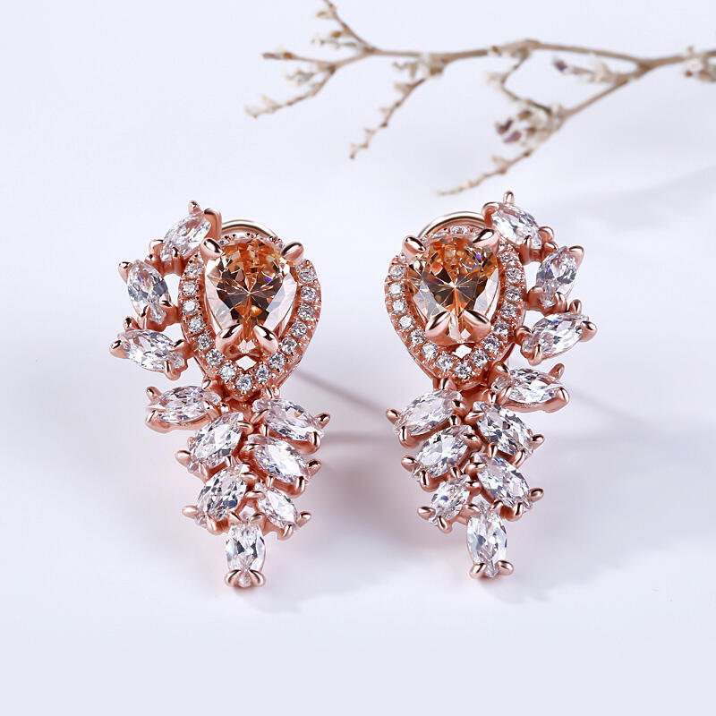 Halo Pear Cut Champagne smycken i sterlingsilver