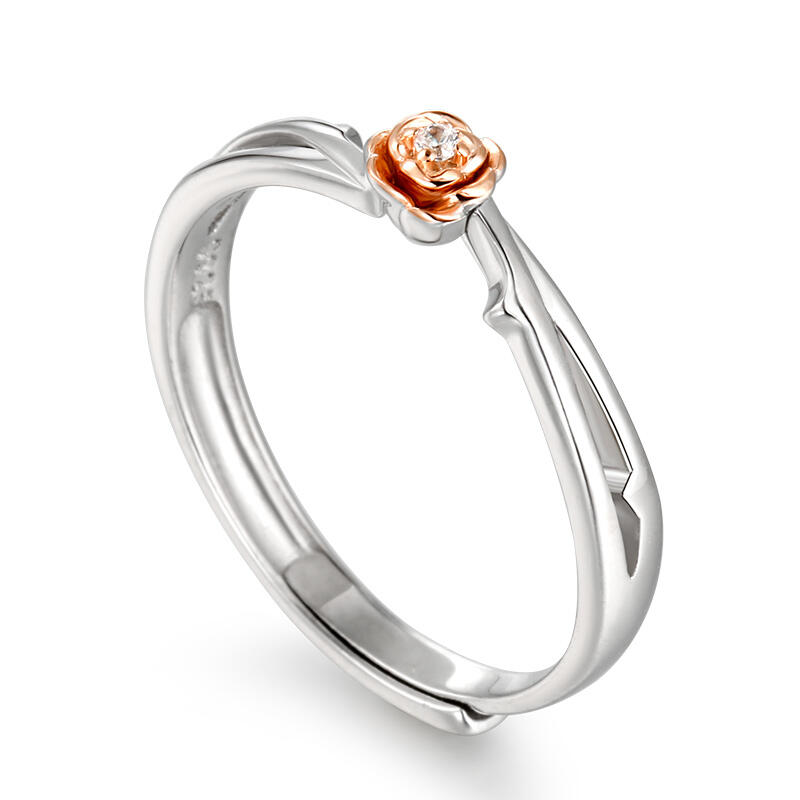 Jeulia Anillo promesa mujer ajustable con piedra en rosa de plata esterlina